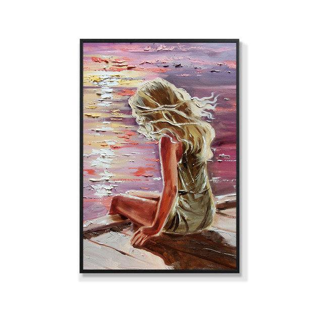 Modern Abstract Sexy Woman Posters Prints Beach Swimming Wall Art Picture Canvas Painting for Living Room Home Aesthetic Decor