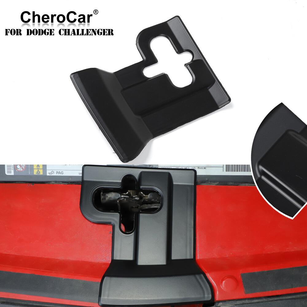 Car Hood Lock Bolt Dust-Proof Gap Cover Protecter Black For Dodge Challenger 09+