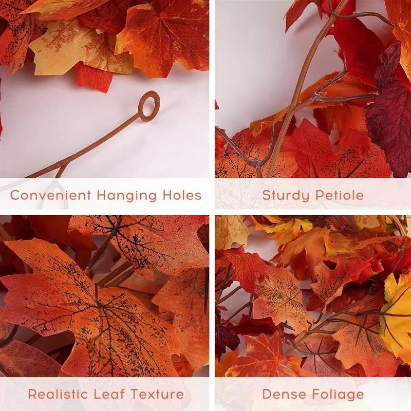 2M Artificial Fall Maple Leaf Garland Fake Plants Autumn Decor Leaves Vine for Thanksgiving Halloween Festivals Wedding Decora 5