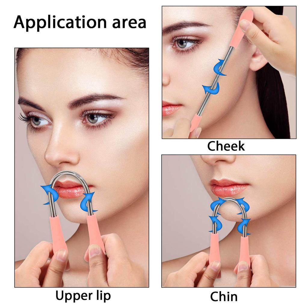 Haarentfernung Feder Professionell Damen Fadenepilierer für Gesichtshaare Oberlippe Kinn Wangen