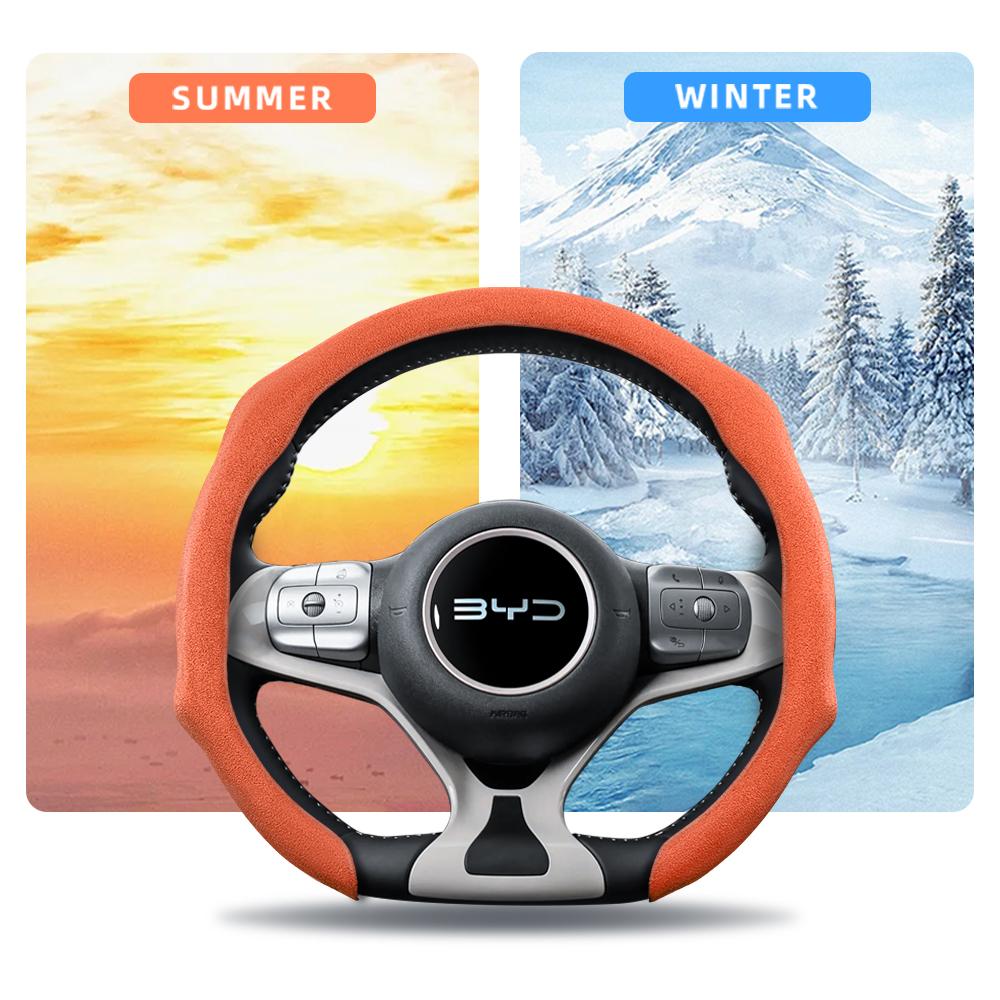 Suitable for Byd Advanced Suede Snap-On Steering Wheel Cover Anti-Slip and Durable Song Yuan Plus Max Tang Han Atto 3 Seal Dolphin Seagull Sealion 7