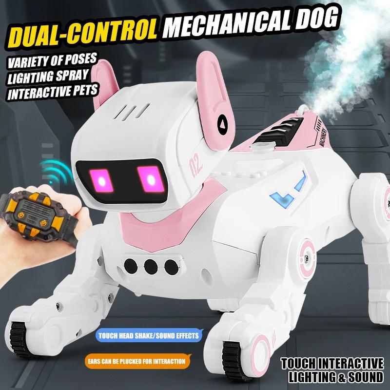 RC Robot Dog Electronic Stunt Pet with Light Sound Spray Interactive Touch Programmable Smart Mechanical Dog Kids Birthday Gift