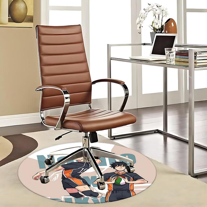 

1pc Haikyuu!! Naruto Volleyball Anime Round Carpet - Office Chair Mat, Non-Slip Rug for Home Decor, Seasonal Gift, Suitable for Office, Living Room, B 80cm by 80cm