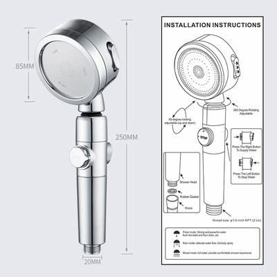 3 Modes Bath Hand Shower High Pressure Saving Water Bathroom Shower Head SPA Nozzle ELF005