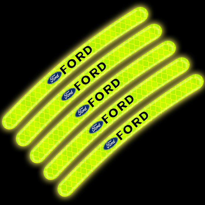 Car Wheel Hub Reflective Sticker Tire Rim Reflective Strips For Ford Focus Mondeo MK1 MK2 MK4 MK3 Fiesta ST Line Kugo Transit Escape Fusion Explorer