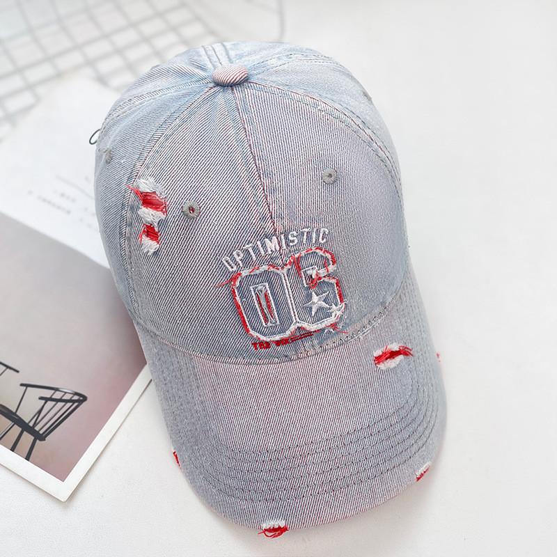 

Vintage Denim Letter Embroidery Baseball Cap For Women Summer Sun Protection Stylish Casual червоний