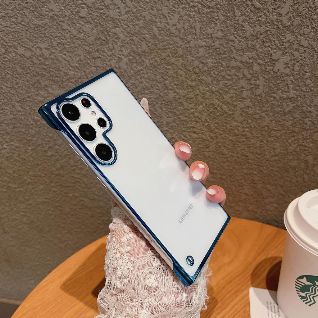 Luksusowe Galwanizowane Bezramkowe Cienkie Przezroczyste Etui Dla Samsung S25 S24 S23 Ultra S22 S21 FE Plus Note 20 10 Smukłe Przezroczyste Twarde Pokrowiec PC