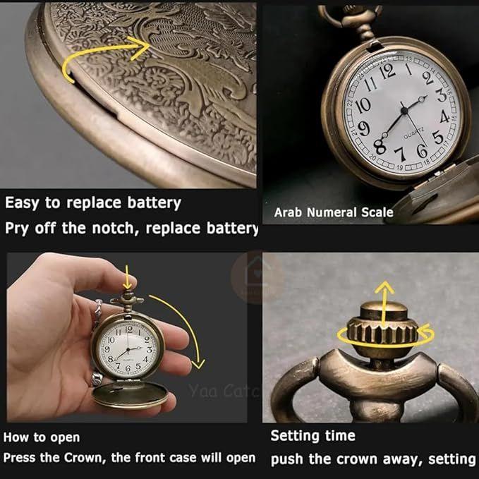 Vintage Heart Pocket Watch Keychain for Women & Men | Retro Design Pendant Watch