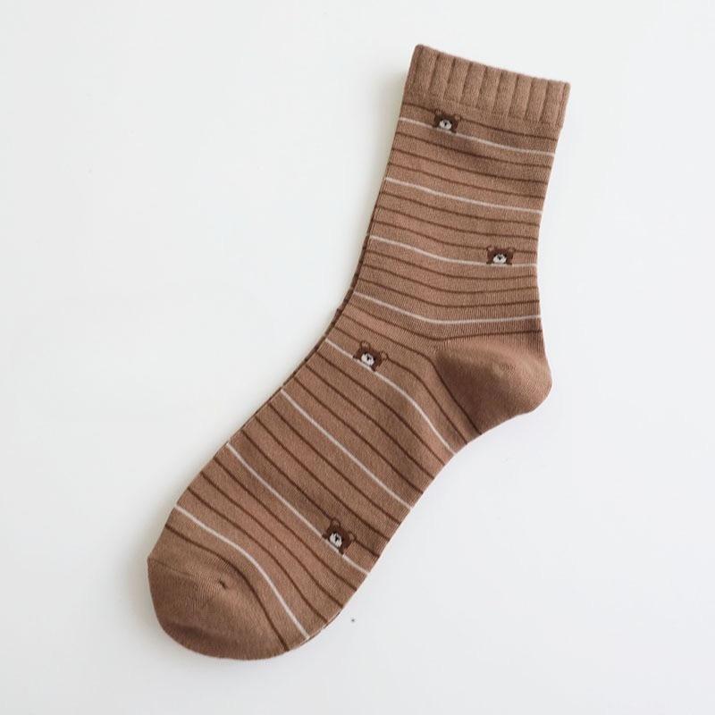 Little Bear Socks Women's Mid-calf Socks Spring and Summer Styles Cute and Trendy Cartoon Versatile and Casual Socks