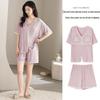 Pijama de Modal Refrigerante para Mujer con Sujetador Incorporado, Manga Corta, Amigable con la Piel, Color Sólido, Adecuado para Usar al Aire Libre