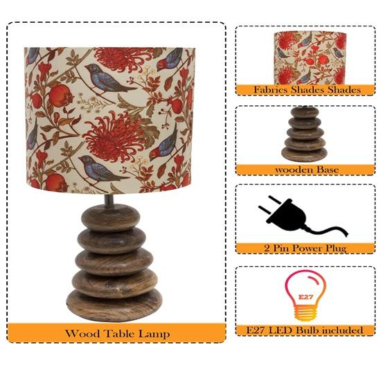 42 cm Wood Table Incandescent Lamp Rustic Bedside Desk Nightstand Lamp For Bedroom Living Room Office Decor Bulb not included