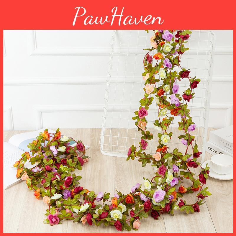 Elegant Autumn Small Peony Ivy Leaf Vine Fake Plant Garland For Home Dcor