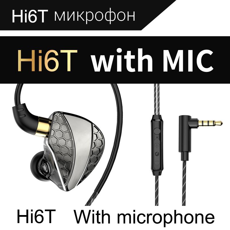 QKZ Hi6T Динамическая проводная гарнитура HiFi Bass 3,5 мм Наушники с HD-микрофоном Наушники с шумоподавлением для звонков и громкой связи