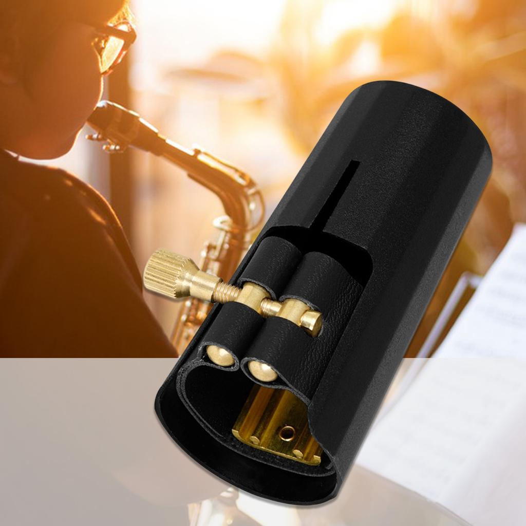 Mouthpiece Fastener PU Leather Ligature Fastener with Plastic Caps Clarinet Ligature Mouthpiece Caps Enduring