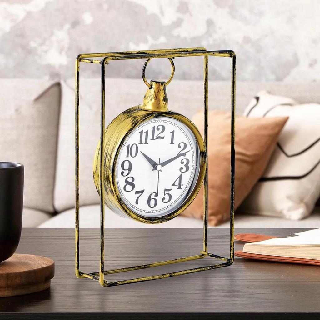 MUYIKA Supera Decorative Metal Table Clock with Silent Mechanism, 23x32 Cm, 3 Different Colors, Home Decoration, Table and Desk Clock, Stylish Clock
