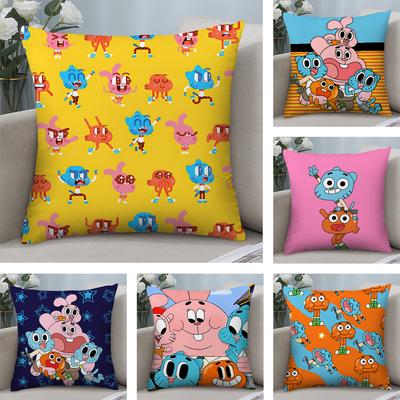 Animation Amazing World Gumball Kissenbezug Kurzer Plüsch Sofa Dekorativ Geschenk Zuhause Doppelseitiger Druck Kissen