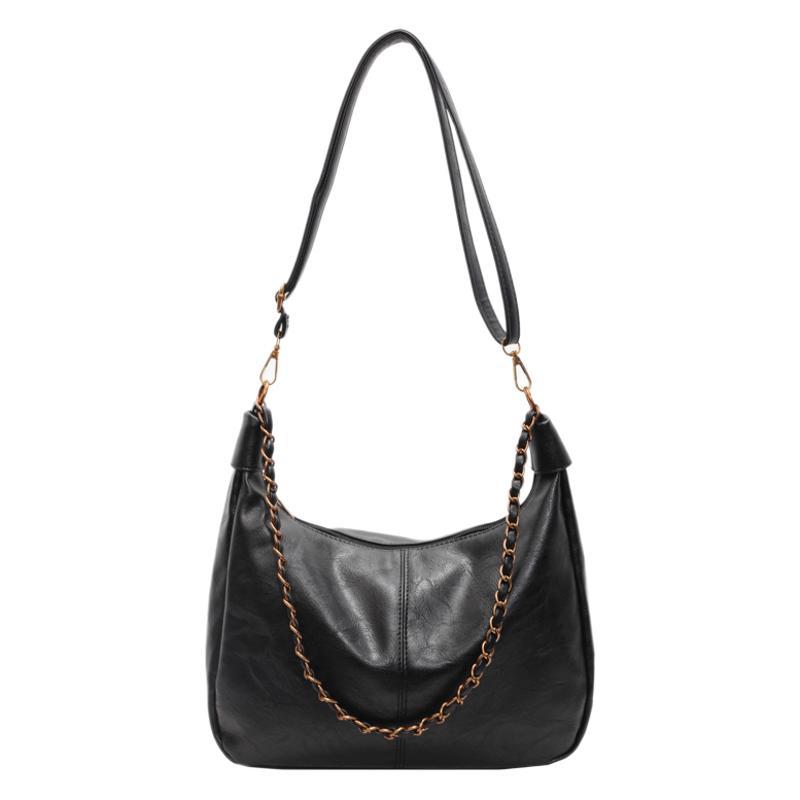 Retro Shoulder Bag 2025 New Fashion Texture PU Women's Bag Simple Solid Color Work Commuter Bag