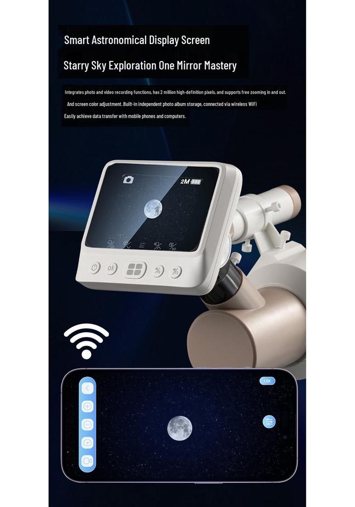 Pro Astronomical Telescope: HD, High Magnification, Large Aperture for Stargazing and Moon Observation; Electronic Eyepiece for Photos and Videos.