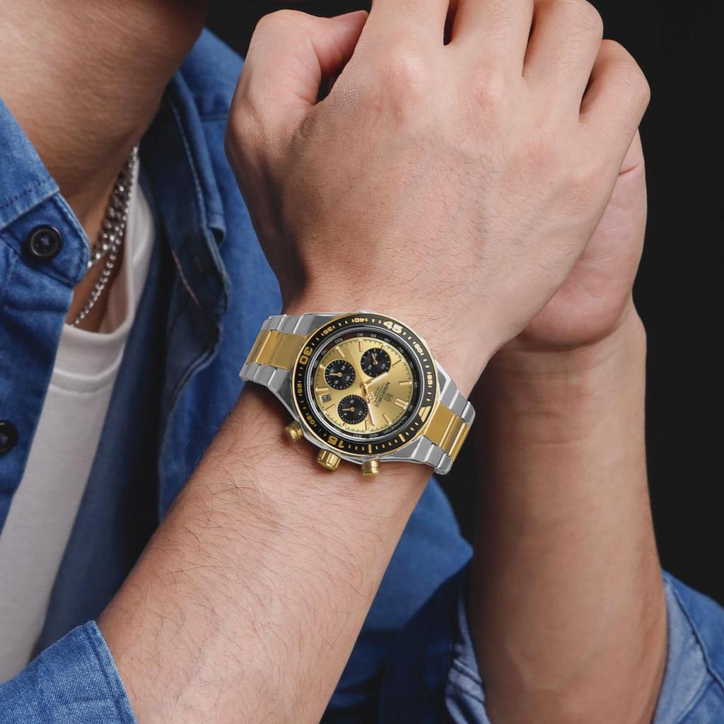 Luxury Analog Watches Steel Waterproof Classic Quartz Wristwatches Fashion Watch Men Chronograph Calendar Male Clock Gifts