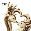 Creative Animal Love Silhouette Wooden Ornament with Stable Base, Double Layer Carved Figurine, Solid Wood Holiday Table Decor Heart Shape Sculpture