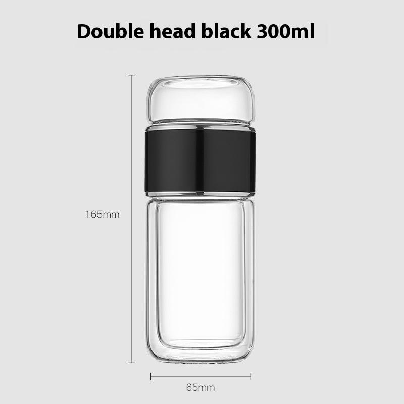300ml Tea Separation Tea Cup Double-layer Glass Portable Creative Filter Anti-scalding Cup Advertising Gift  with Tea Filter