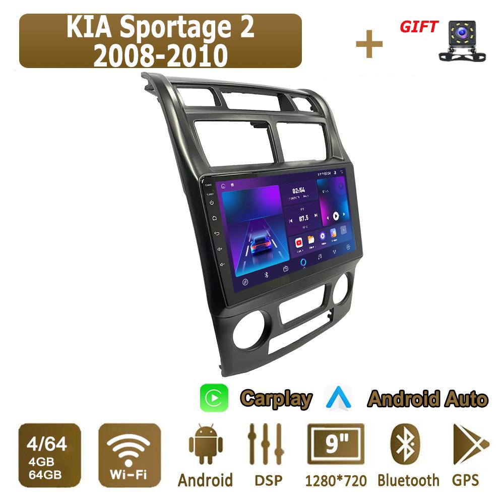 Autorádio Android Carplay pre KIA Sportage 2 2008-2010 Multimediálny prehrávač Hlavná jednotka Stereo GPS Navigácia BT WIFI 4+64GB