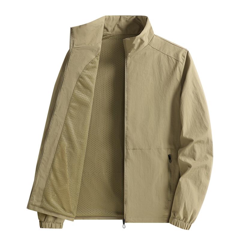 New Jacket Jacket Men Stand Collar Casual Sports Autumn and Winter Versatile Solid Color Men's Dress Dad