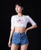 ASTRAL PROJECTION Good Day Supima Spandex 5-Quarter Sleeve Short Crop Top_White
