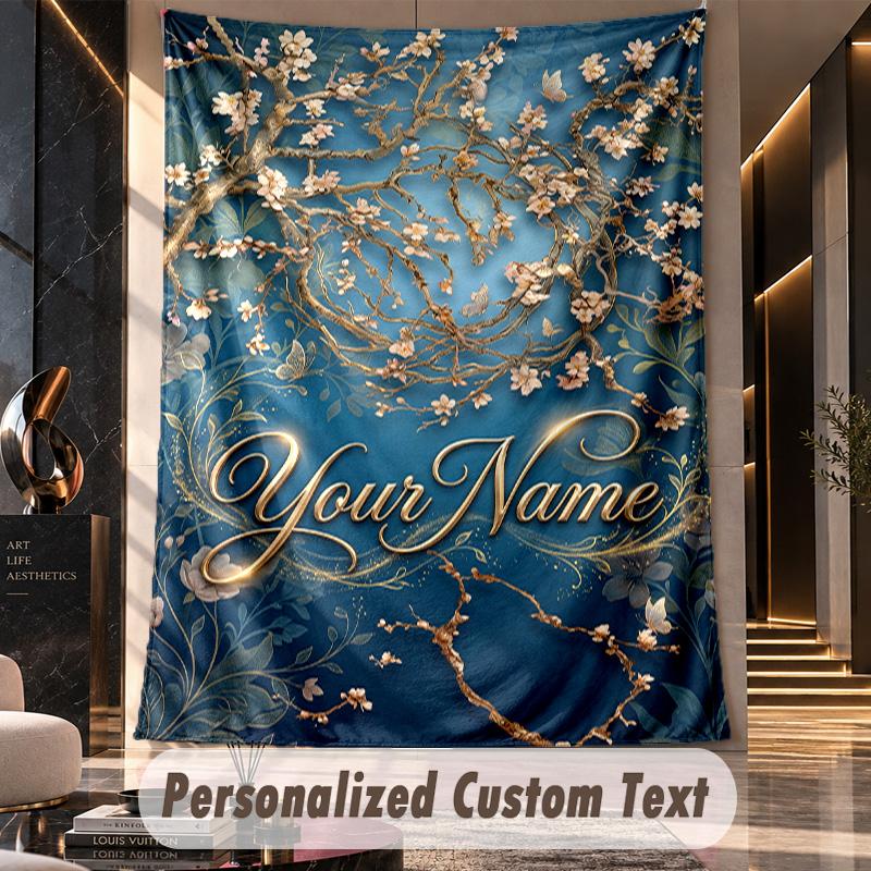 Floral (22) Theme Custom Tapestry Personalized Custom Name Text Wall Hanging Tapestry Home Decor Background Cloth