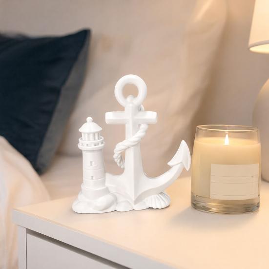 3D-gedruckte Leuchtturm- und Bootsstatue, Nautische Schreibtischdekoration, Figur mit Meeresmotiv für Regal, Heimbüro Maritimes Geschenk