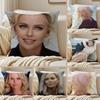 CCharlize Theron Cushion Cover Pillowcase Antidustmite Invisible Zipper Short Plush Sofa Cushion