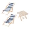 NOLITOY 112 Scale Wooden Miniature Furniture Set for Kids, Includes Mini House, Two Lounge Chairs, and Folding Beach Table, Lightweight and Compact,