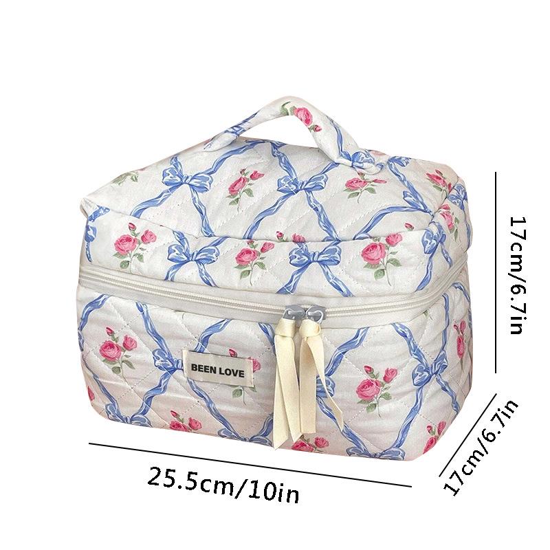 Quilted Court Style Large Capacity Portable Makeup & Toiletry Bag