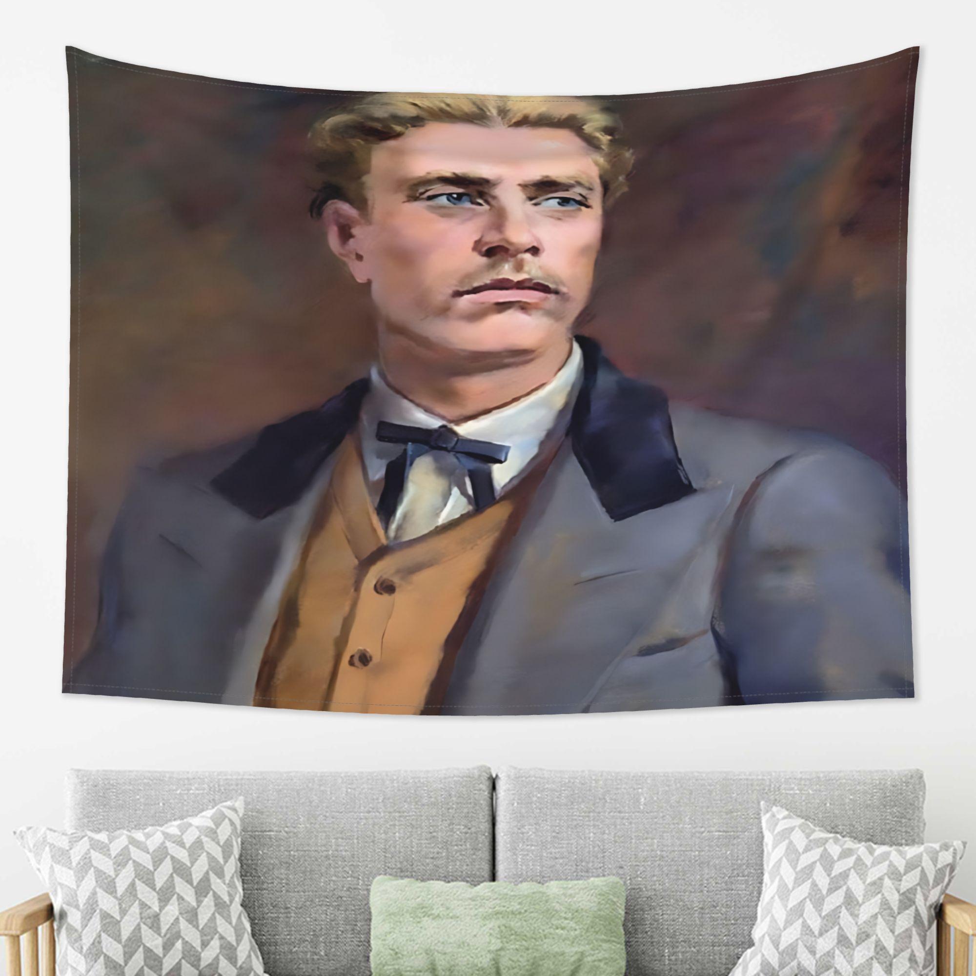 

VIKAMA Vintage European Gentleman Portrait Tapestry Classical Oil Painting Style Wall Hanging for Living Room Study Decor 74x94cm(29x37in)