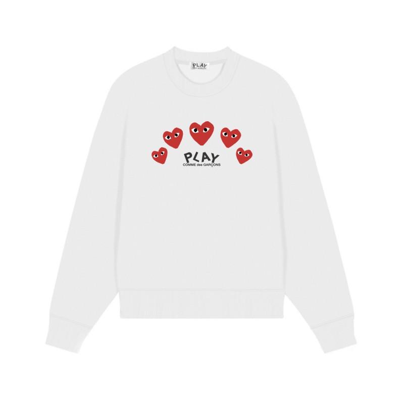 Relaxed Fit Cotton Sweatshirt With Heart Print Long Sleeve Crew Neck Fleece Lined Unisex Winter Casual Top