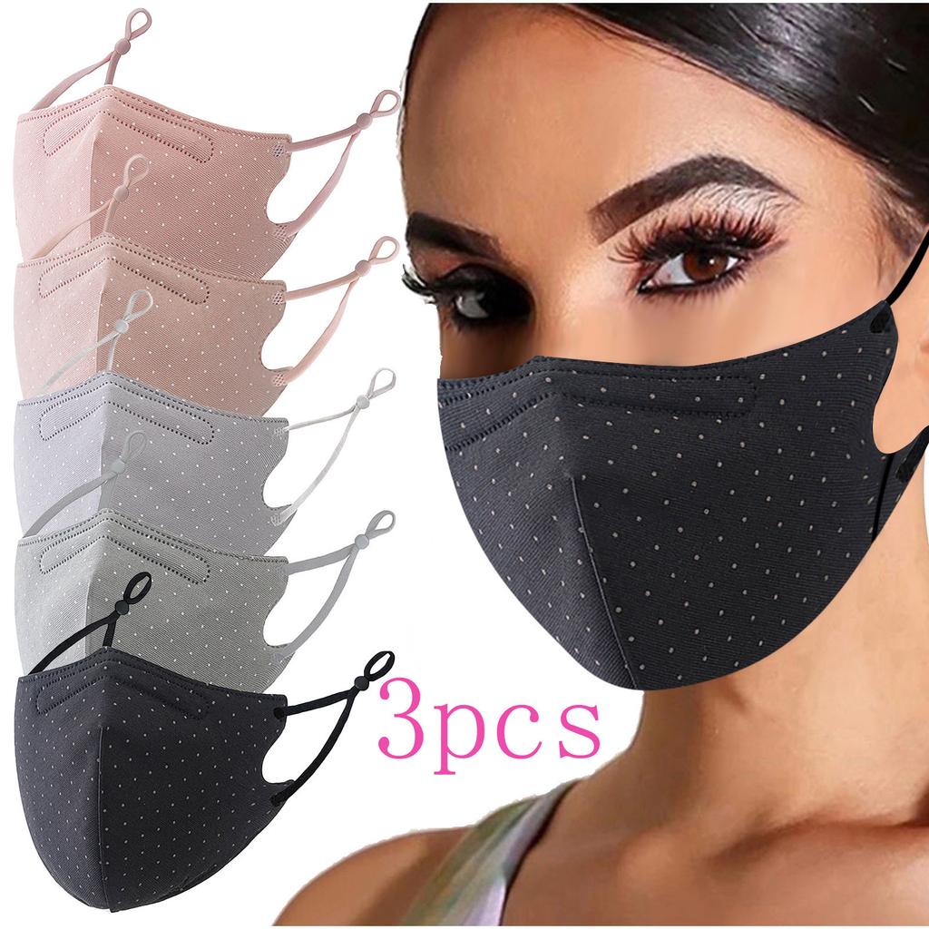 3PC Adult Woman Polka Dot Print  Washable Safet  Haze Face Mask