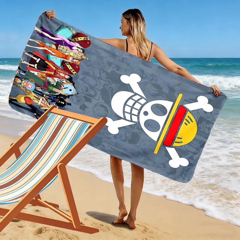 Anime Pirate Adventure Print Beach Towel, Large Soft Quick Dry Towel for Beach Camping Swimming