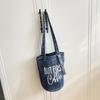 New Korean Style Casual Printed Washed Denim Shoulder Bag Simple Letters Bucket Crossbody Bag Fashi and Versatile Commute Bag