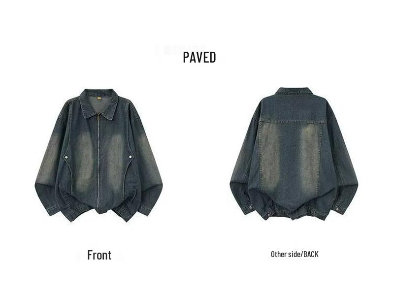 American High Street Tie-Dye Distressed Denim Jacket - Loose, Versatile Zipper Outerwear for Spring & Autumn