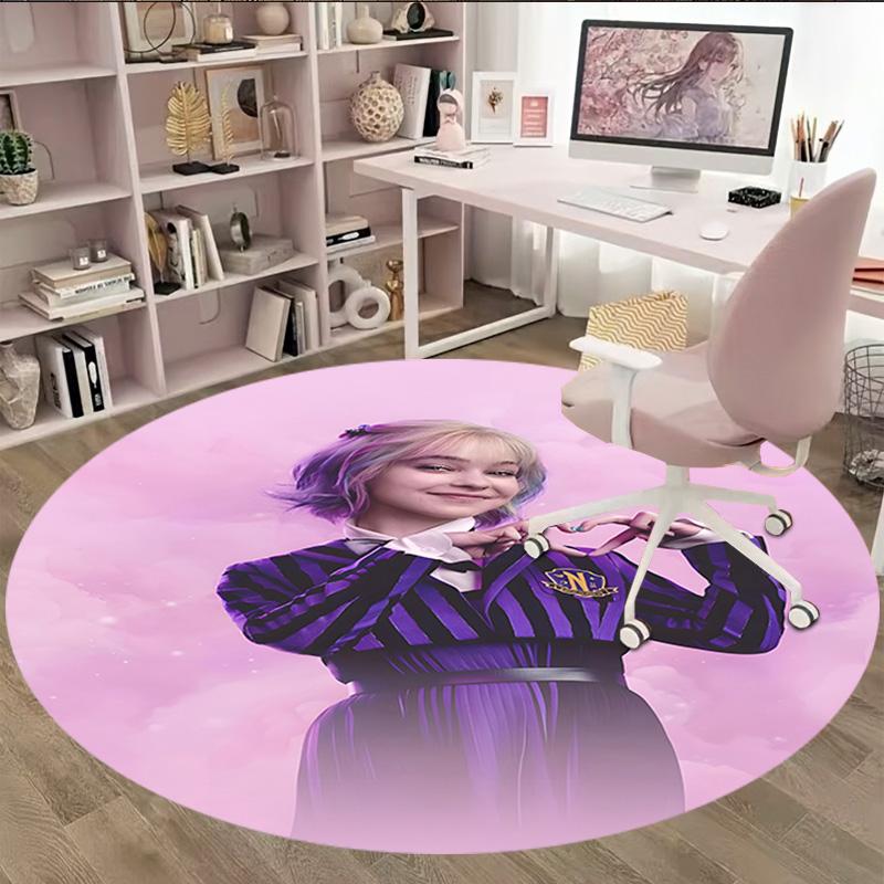 1pc Addams Family Wednesday9 Print Round Carpet Chair Round Carpet Suitable for Bedroom Living Room Home Decorative Carpet