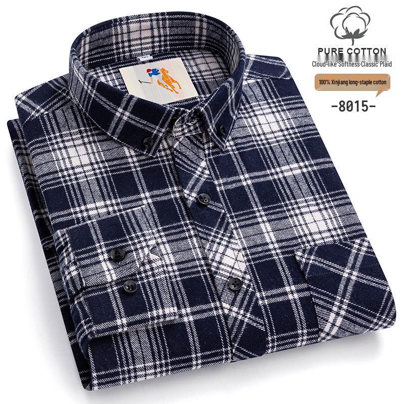 

Мужская фланелевая клетчатая рубашка оверсайз - Чистый хлопок, с длинным рукавом, повседневная мода для осени и зимы 43