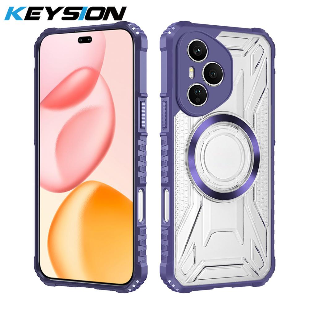 KEYSION Transparent Magnetic Case for Honor 400 Pro 5G Silicone+PC Heavy Duty Shockproof Phone Cover for Huawei Honor 400 Lite