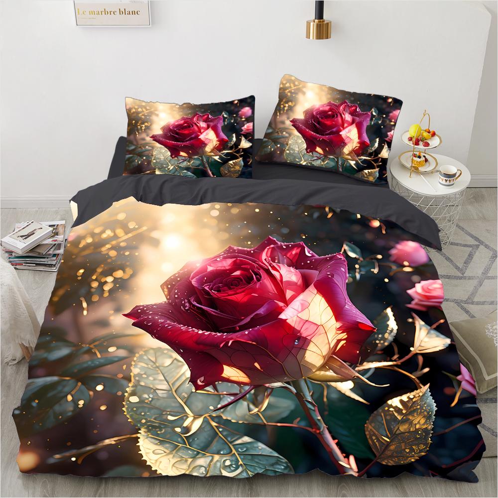 

Комплект постельного белья с цветным 3D-принтом в виде розы из 3 предметов: односпальное, двуспальное, наволочка, комплект постельного белья AU King 220x240cm