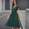 Women's Casual Fashion R,neck Short Sleeve Retro Christmas Print Retro Dress