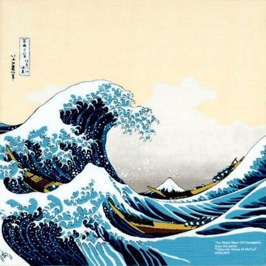 Furoshiki Ukiyo-e Katsushika Hokusai Namiura Tango chirimen 68 cm x artículo de alta calidad Estampa de arte japonés Fugaku Sanjurokkei Kanagawa Oki ni-haba bueno