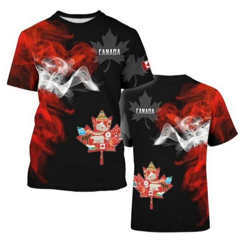 ETST31 2026 Wereldbeker Canada T-shirt Heren Harajuku Straatmode T-shirt 3D Geprint Esdoornblad Hertenpatroon Populair Korte Mouw 4XL