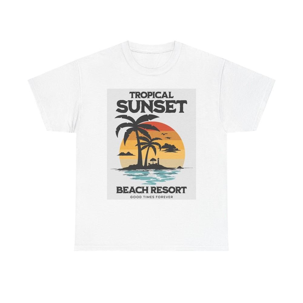 Tropical Beach Resort Graphic T Shirt Unisex Heavy Cotton Tee