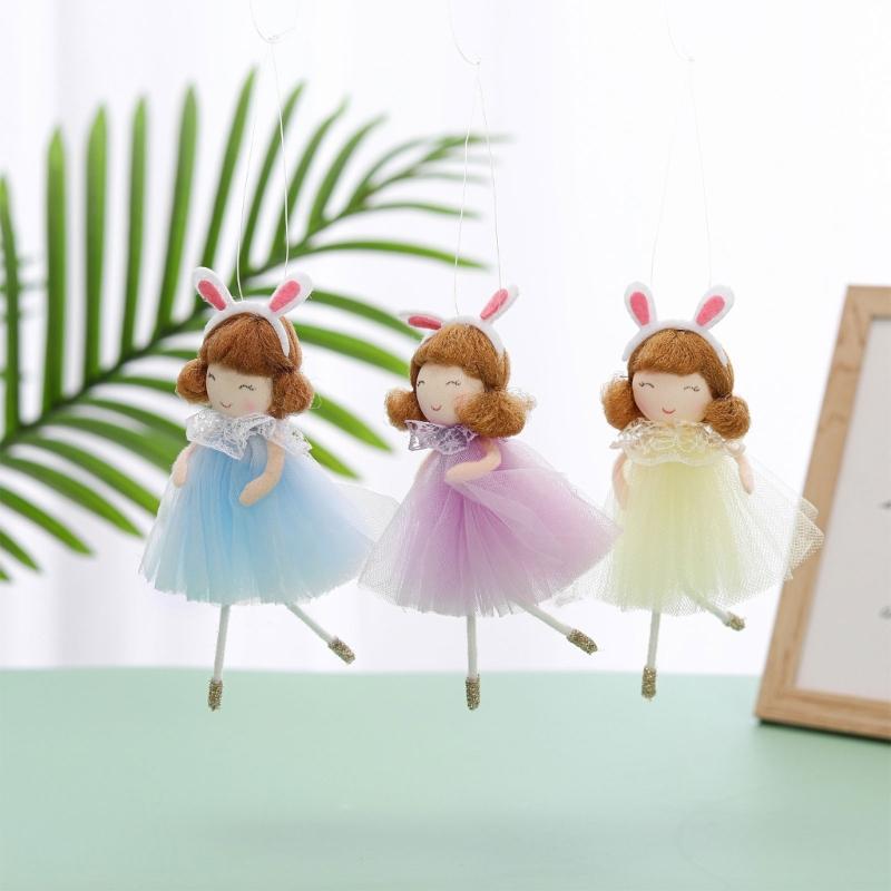 Hanging Ornament Girl Doll Figurine Set of 3 Easter Holiday Decoration Wall Mounted Pendant Room Decoration Easter Gift