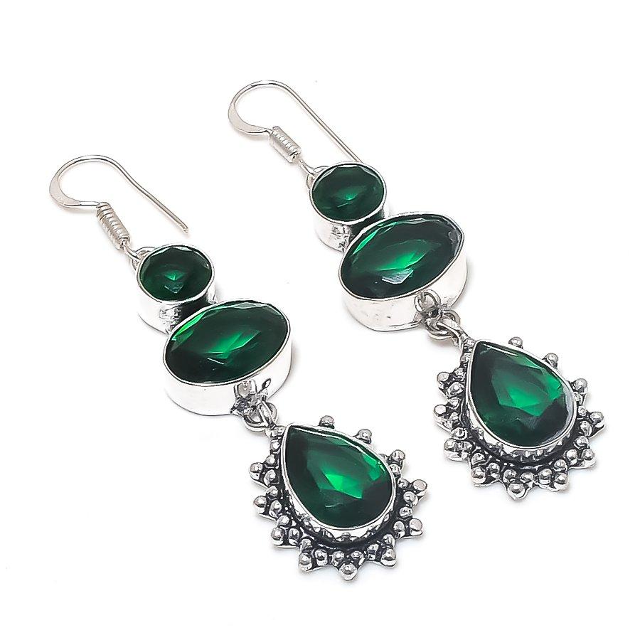 

Natural Chrome Diopside Gemstone Handmade 925 Sterling Silver Earring 2.56 Y7Y61