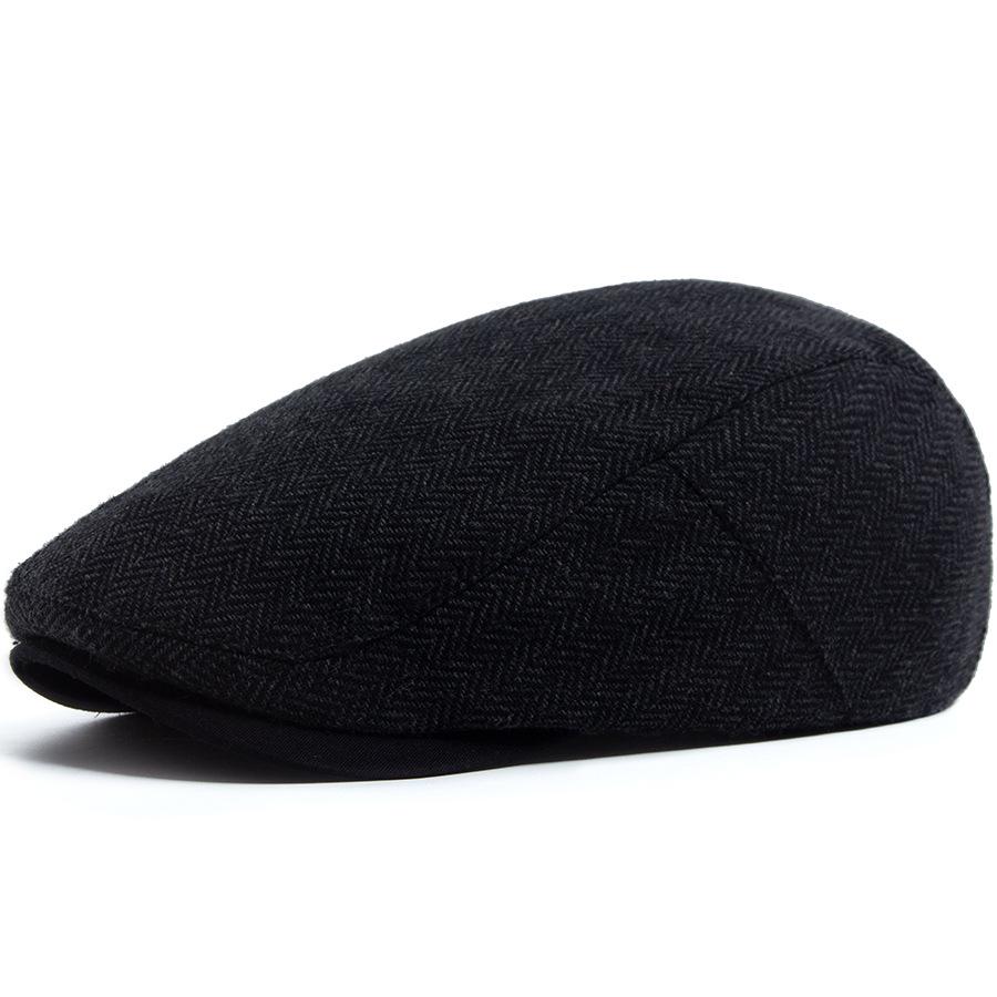 Retro British Herringbone Men's Beret: Autumn/Winter Literary Flat Cap - Trendy Large Head Size Duckbill Design